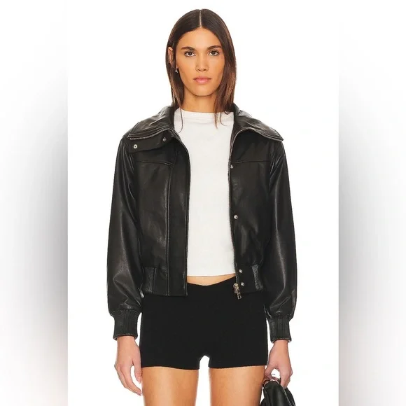 ALLSAINTS Etta Jacket Black Leather Size US 00 - Picture 1 of 7